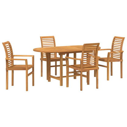 Set da Pranzo per Giardino 5 pcs Marrone Legno massello di teak - homemem39