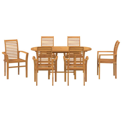 Set da Pranzo per Giardino 7 pcs Marrone Legno massello di teak - homemem39
