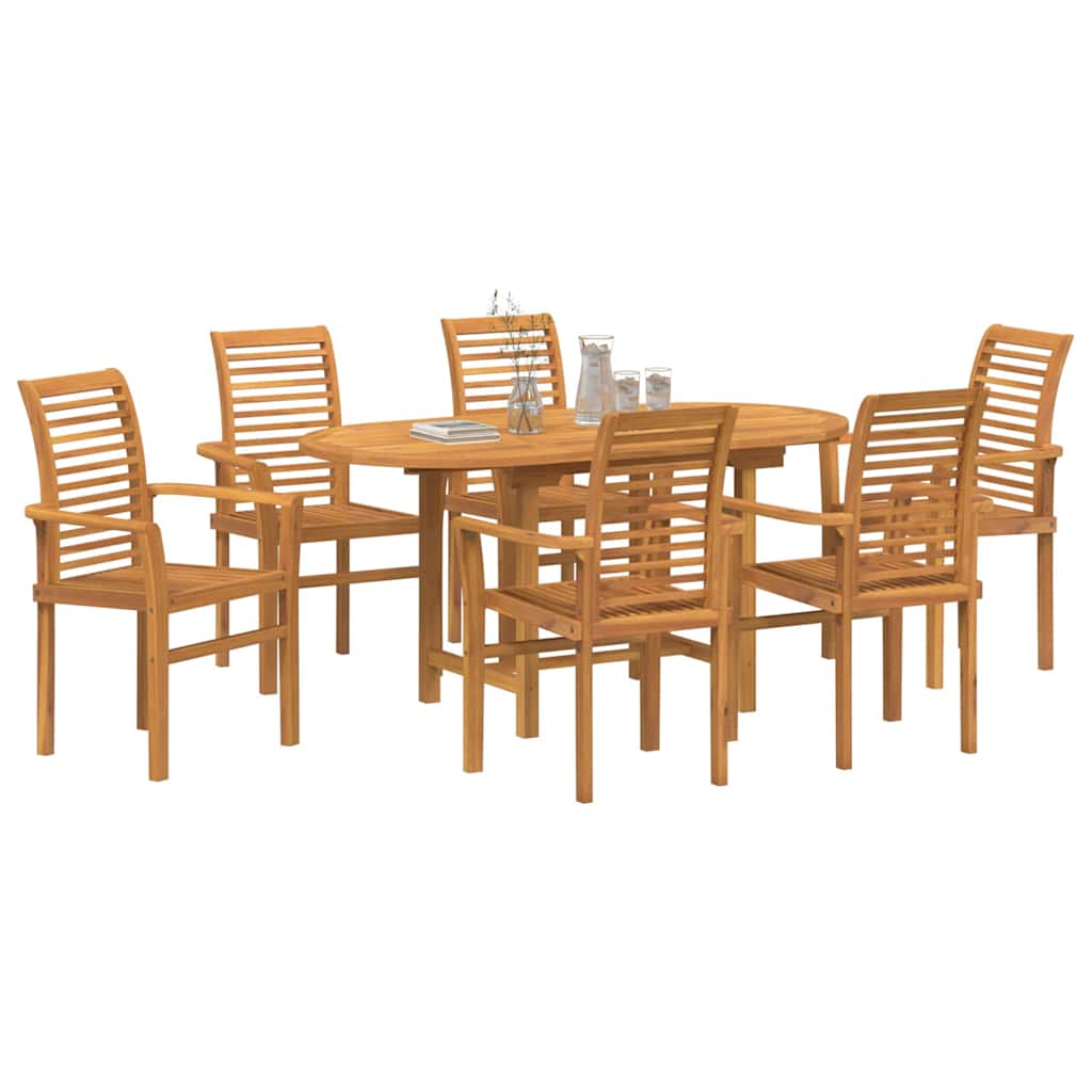 Set da Pranzo per Giardino 7 pcs Marrone Legno massello di teak - homemem39
