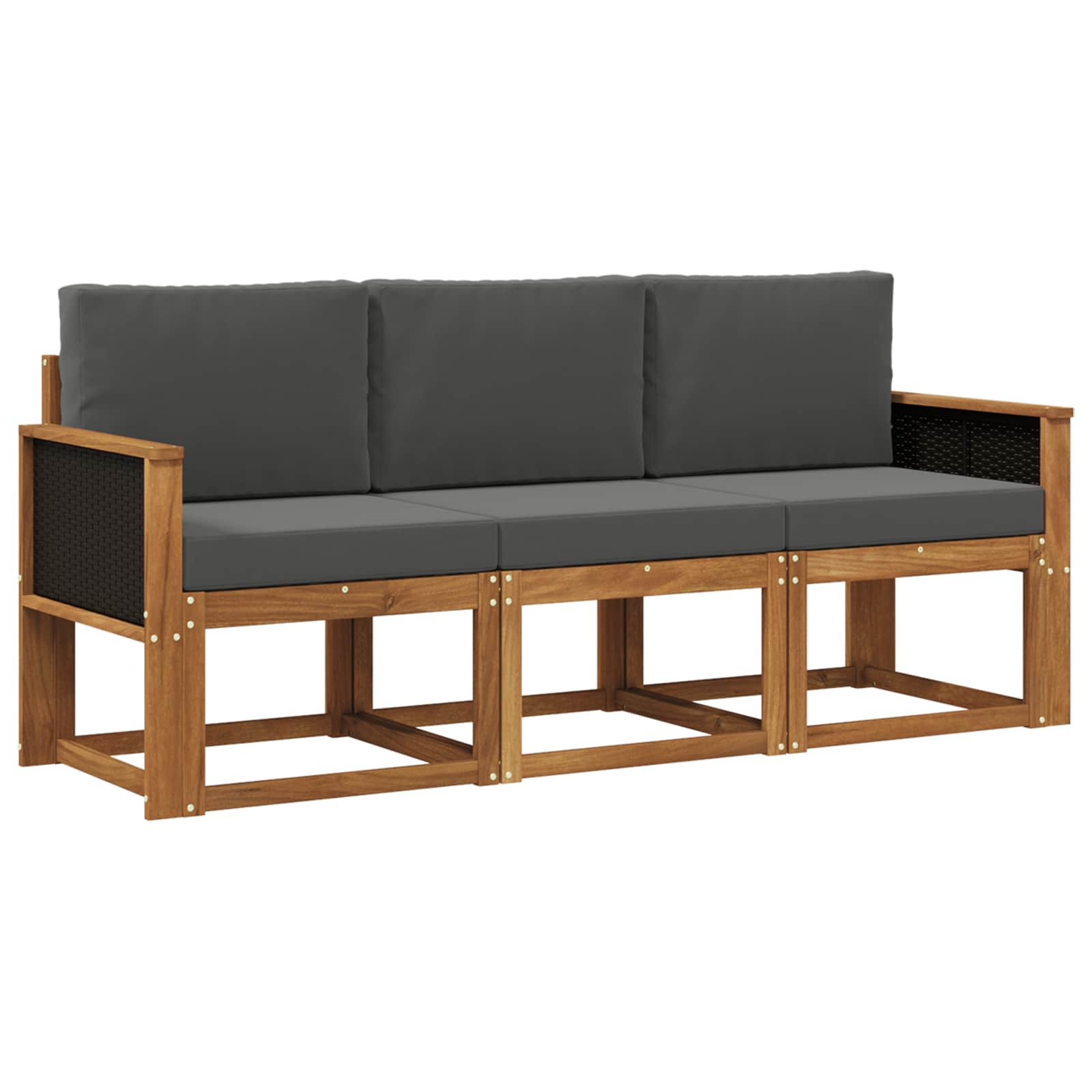 Set di divani da esterno con cuscino 3 pcs Naturale e Antracite | homemem39