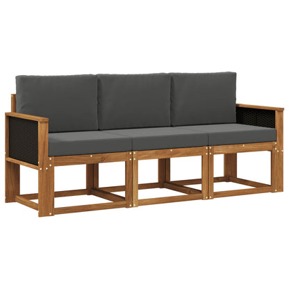 Set di divani da esterno con cuscino 3 pcs Naturale e Antracite | homemem39