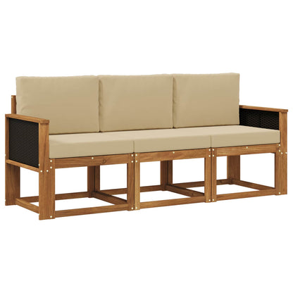 Set di divani da esterno 3 pz Naturale
