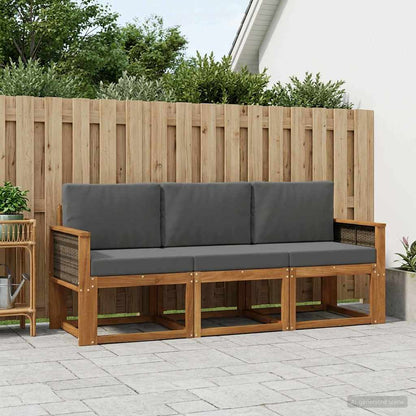 Set di divani da esterno 3 pz Naturale e Antracite