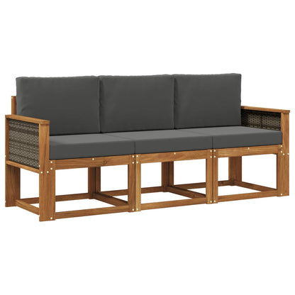Set di divani da esterno con cuscino 3 pcs Naturale e Antracite