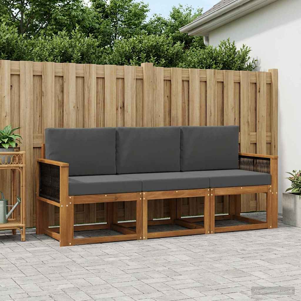 Set di divani da esterno 3 pz Naturale e Antracite