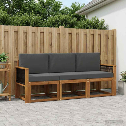 Set di divani da esterno 3 pz Naturale e Antracite