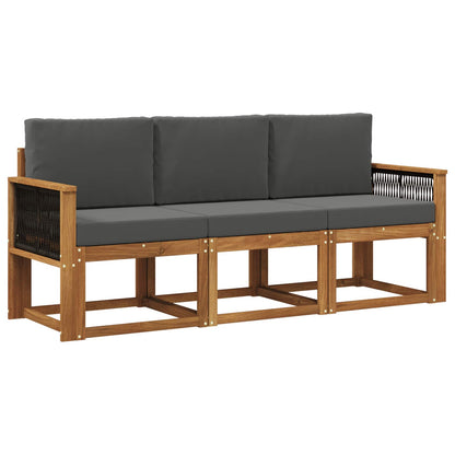 Set di divani da esterno con cuscino 3 pcs Naturale e Antracite | homemem39
