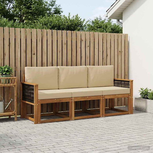 Set di divani da esterno con cuscino 3 pcs Naturale