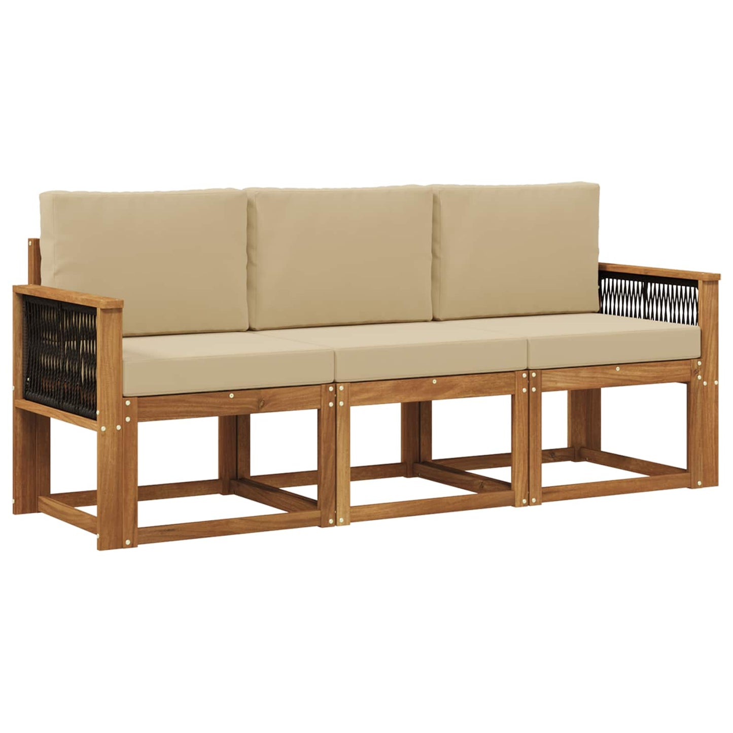 Set di divani da esterno con cuscino 3 pcs Naturale