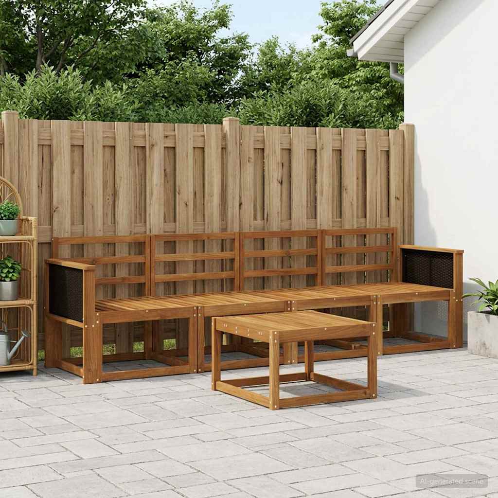 Set di divani da esterno 4 pz Naturale Legno di Acacia Massello | homemem39