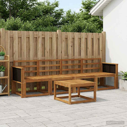 Set di divani da esterno 4 pz Naturale Legno di Acacia Massello | homemem39