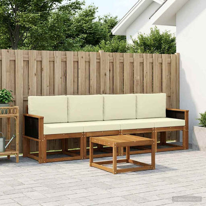 Set di divani da esterno con cuscino 4 pcs Naturale e Crema
