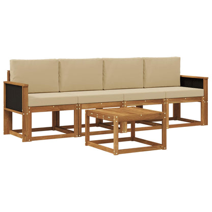 Set di divani da esterno con cuscino 4 pcs Naturale