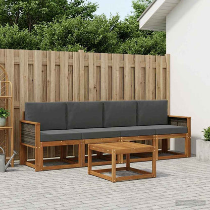 Set di divani da esterno con cuscino 4 pcs Naturale e Antracite
