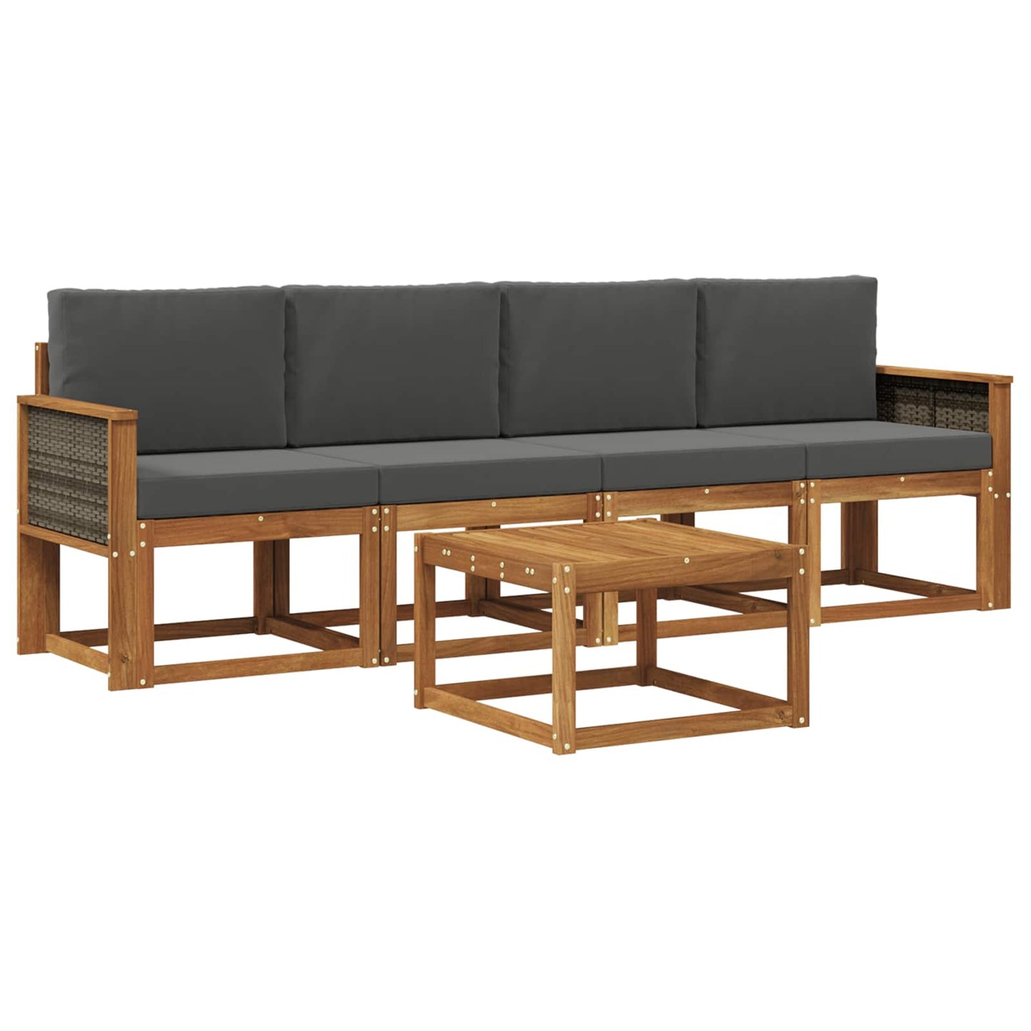 Set di divani da esterno 4 pz Naturale e Antracite