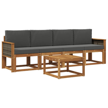 Set di divani da esterno 4 pz Naturale e Antracite