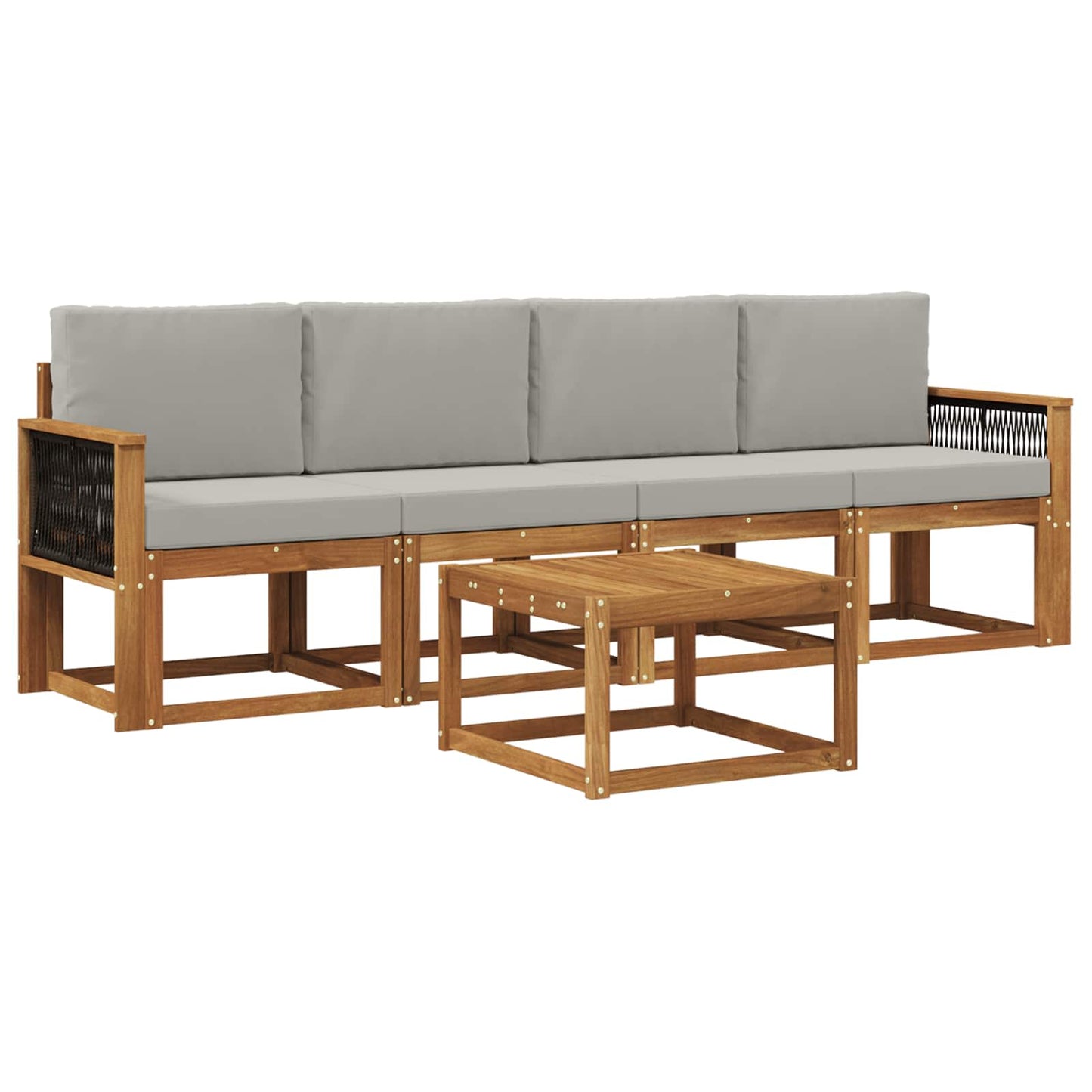 Set di divani da esterno 4 pcs Naturale e Grigio Chiaro