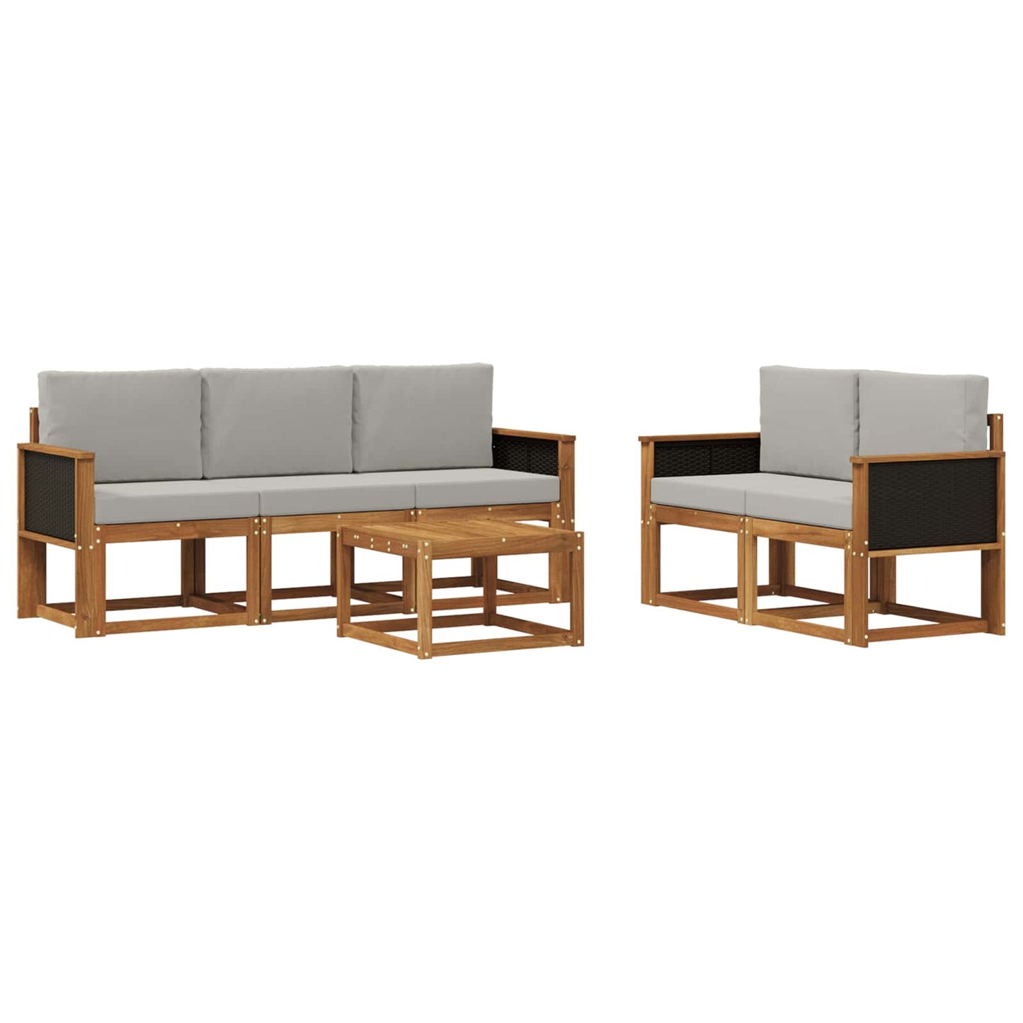 Set di divani da esterno 6 pcs Naturale e Grigio Chiaro