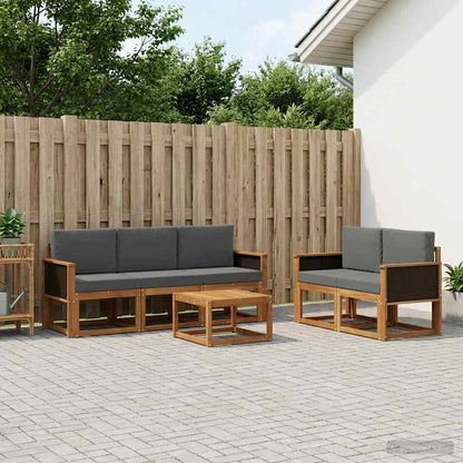 Set di divani da esterno 6 pz Naturale e Antracite