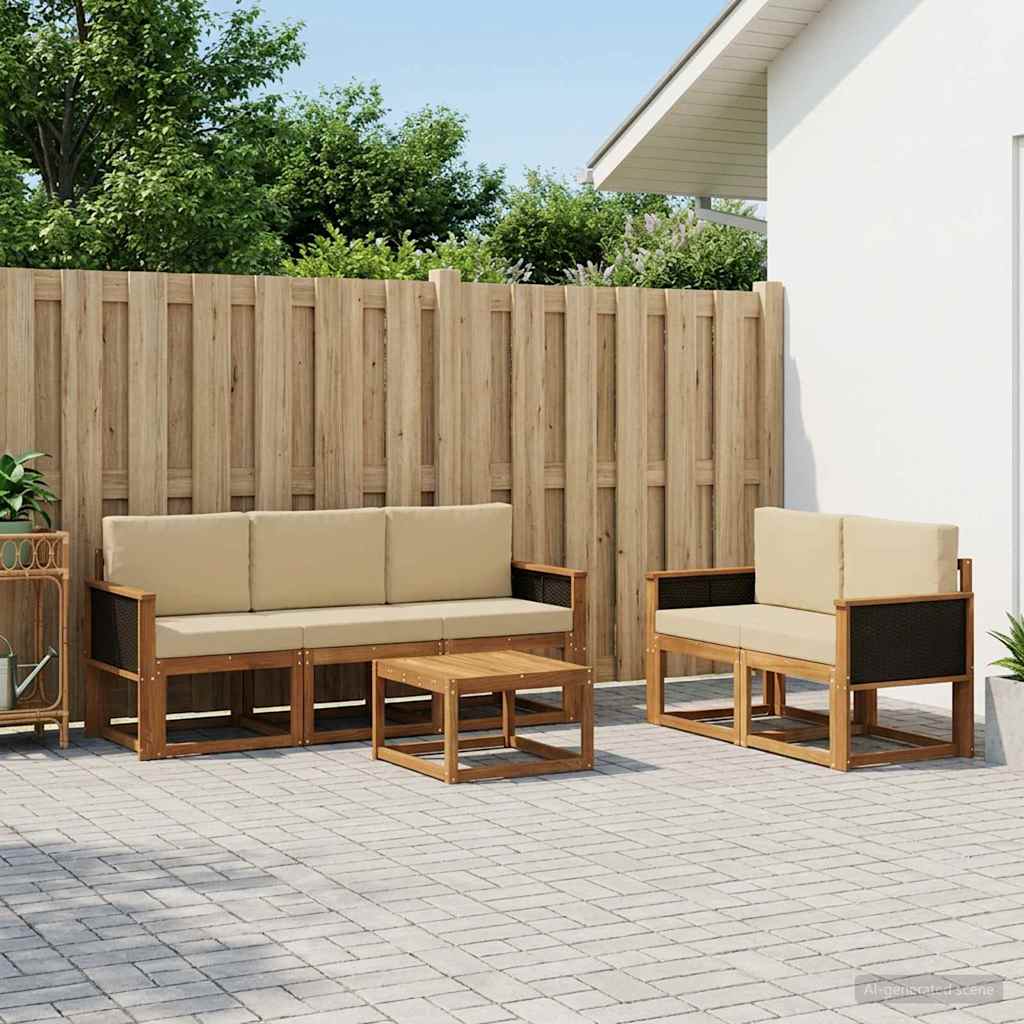 Set di divani da esterno con cuscino 6 pcs Naturale