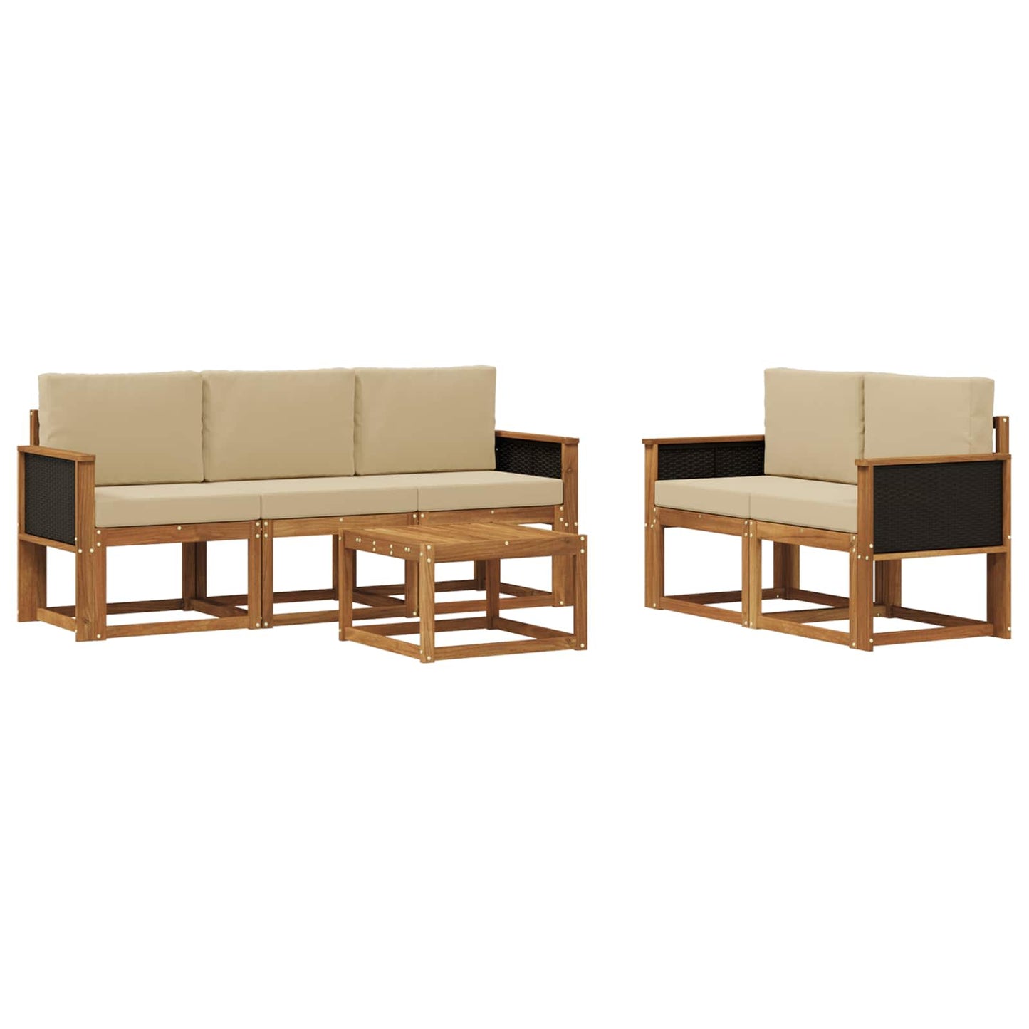 Set di divani da esterno con cuscino 6 pcs Naturale