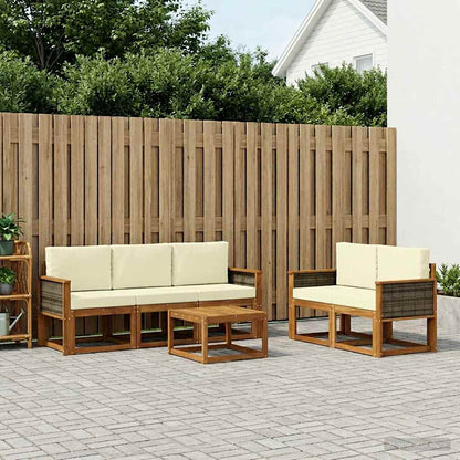 Set di divani da esterno con cuscino 6 pcs Naturale e Crema