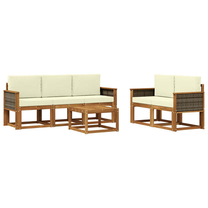 Set di divani da esterno 6 pz Naturale e Crema