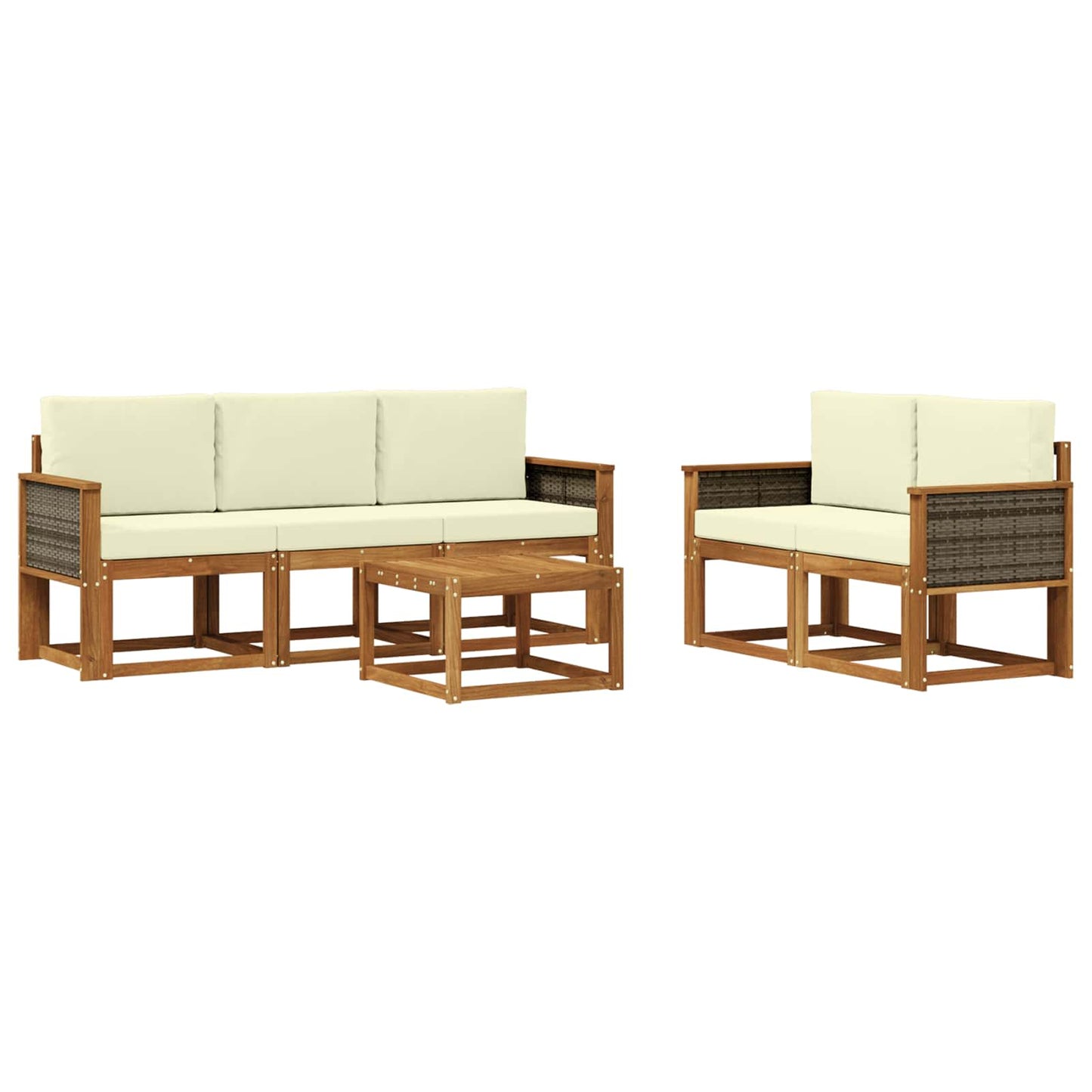 Set di divani da esterno con cuscino 6 pcs Naturale e Crema