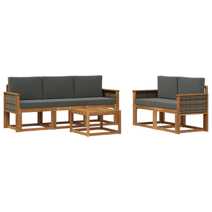 Set di divani da esterno 6 pz Naturale e Antracite