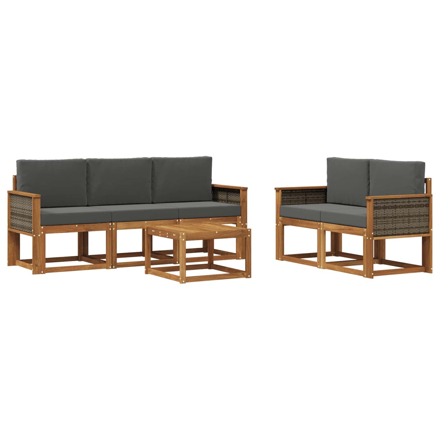 Set di divani da esterno con cuscino 6 pcs Naturale e Antracite