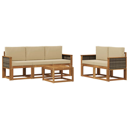 Set di divani da esterno con cuscino 6 pcs Naturale