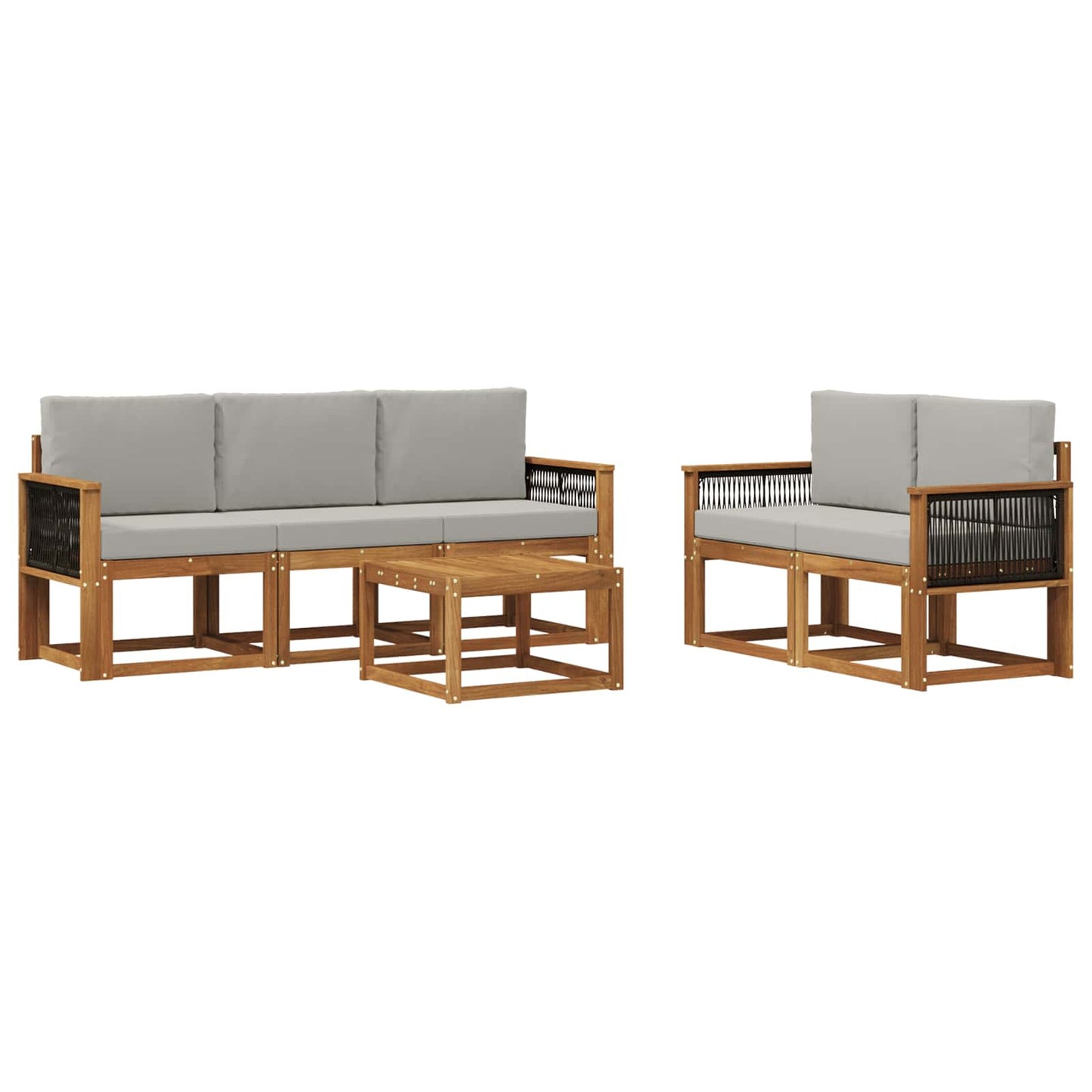 Set di divani da esterno 6 pcs Naturale e Grigio Chiaro