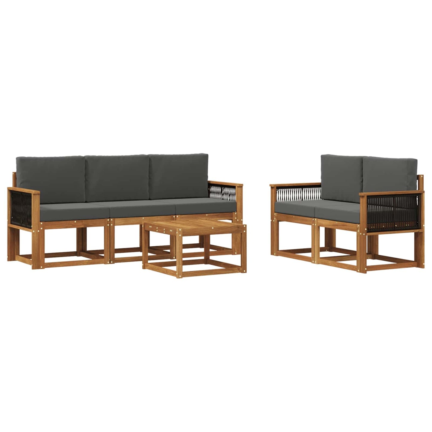 Set di divani da esterno con cuscino 6 pcs Naturale e Antracite