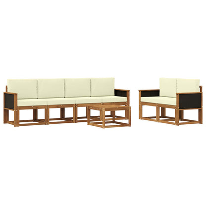 Set di divani da esterno con cuscino 6 pcs Naturale e Crema