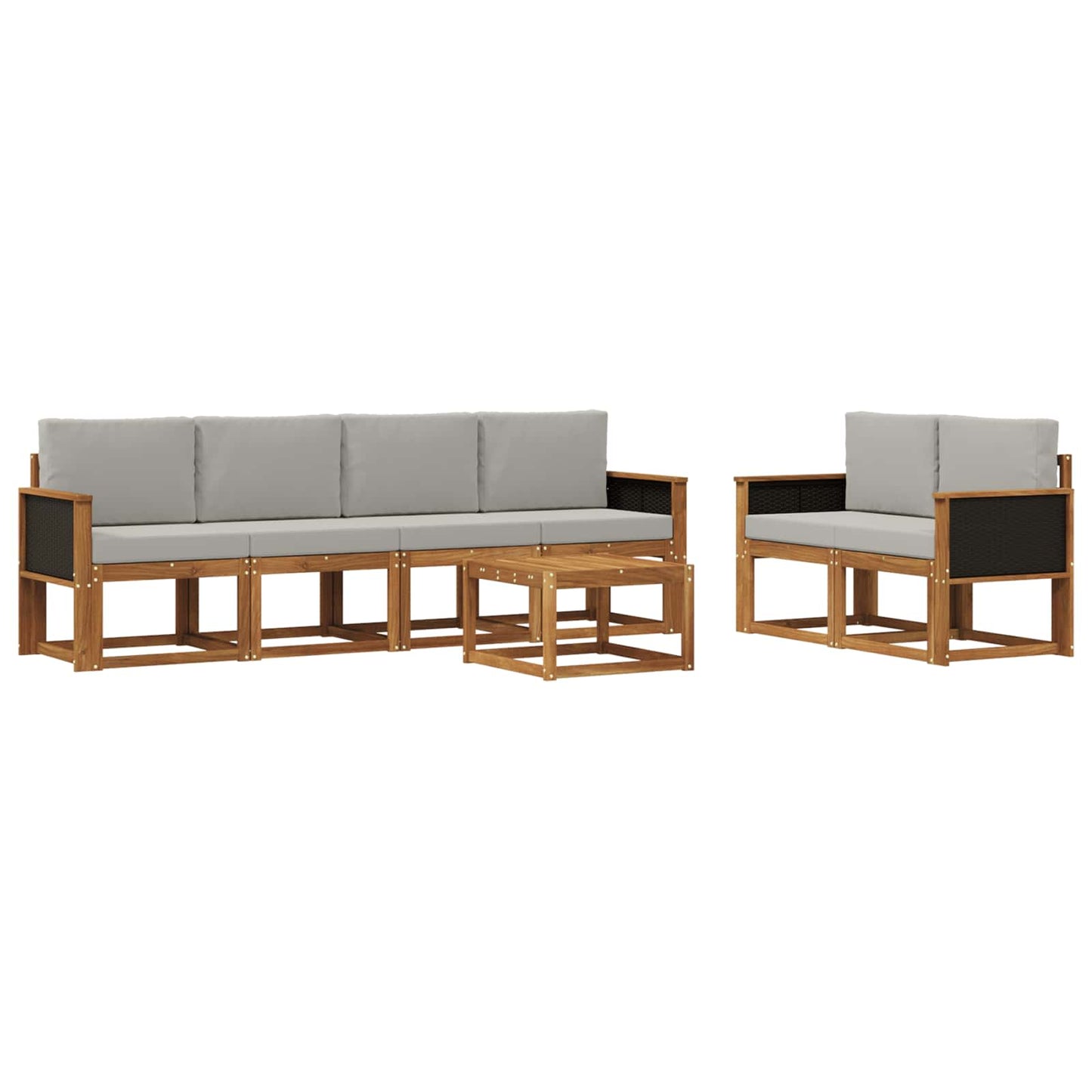 Set di divani da esterno 6 pcs Naturale e Grigio Chiaro