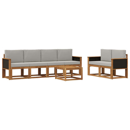 Set di divani da esterno 6 pcs Naturale e Grigio Chiaro