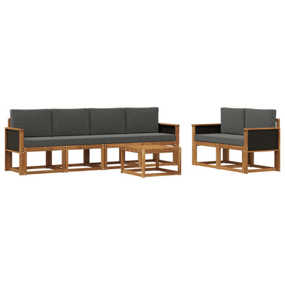 Set di divani da esterno con cuscino 6 pcs Naturale e Antracite