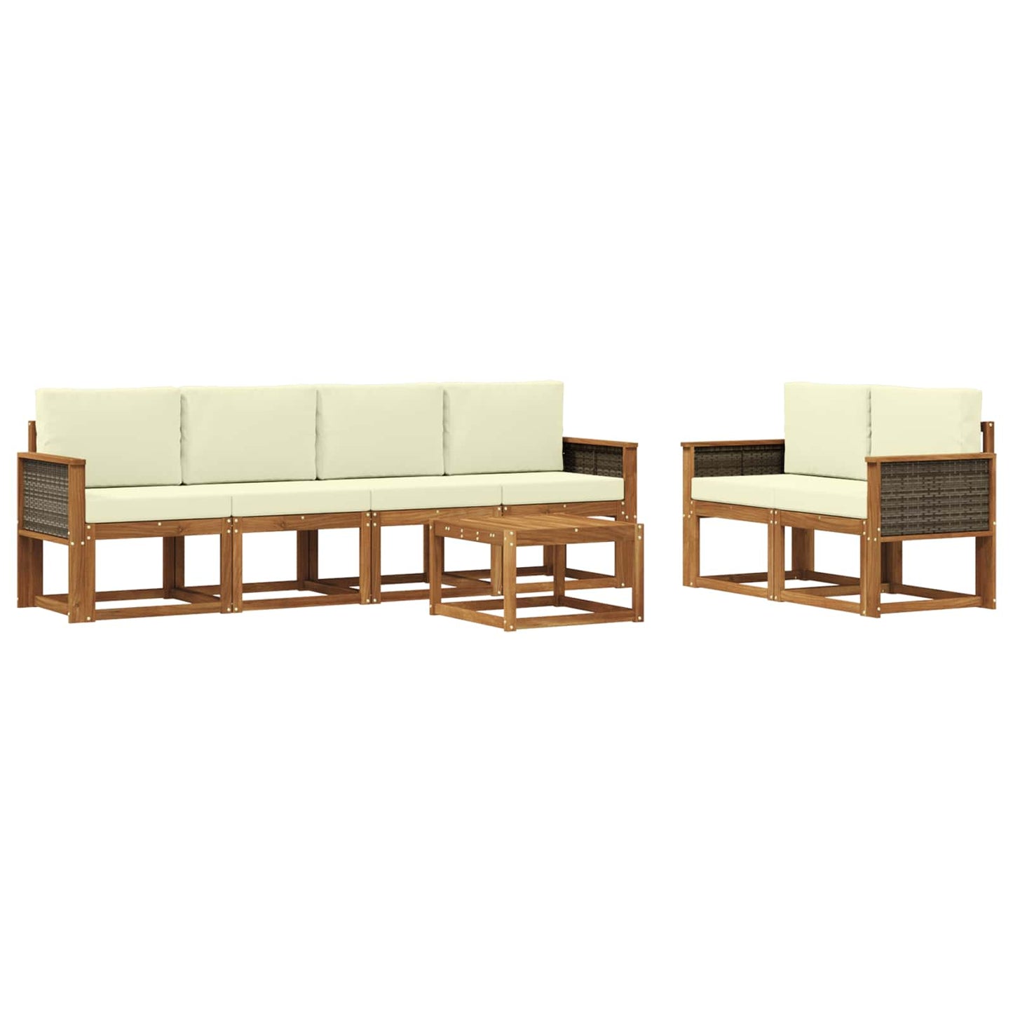 Set di divani da esterno 6 pz Naturale e Crema