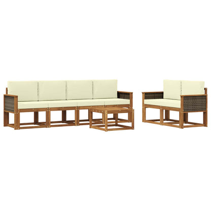 Set di divani da esterno con cuscino 6 pcs Naturale e Crema
