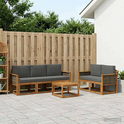 Set di divani da esterno con cuscino 6 pcs Naturale e Antracite