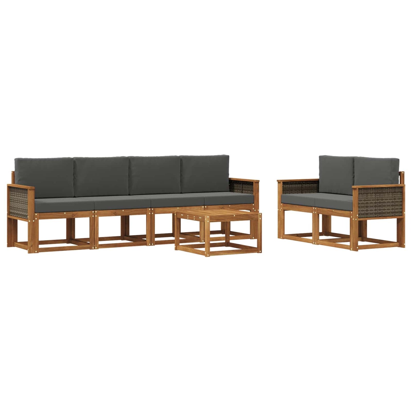 Set di divani da esterno 6 pz Naturale e Antracite