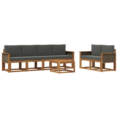 Set di divani da esterno 6 pz Naturale e Antracite
