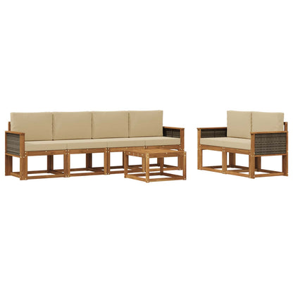 Set di divani da esterno 6 pz Naturale