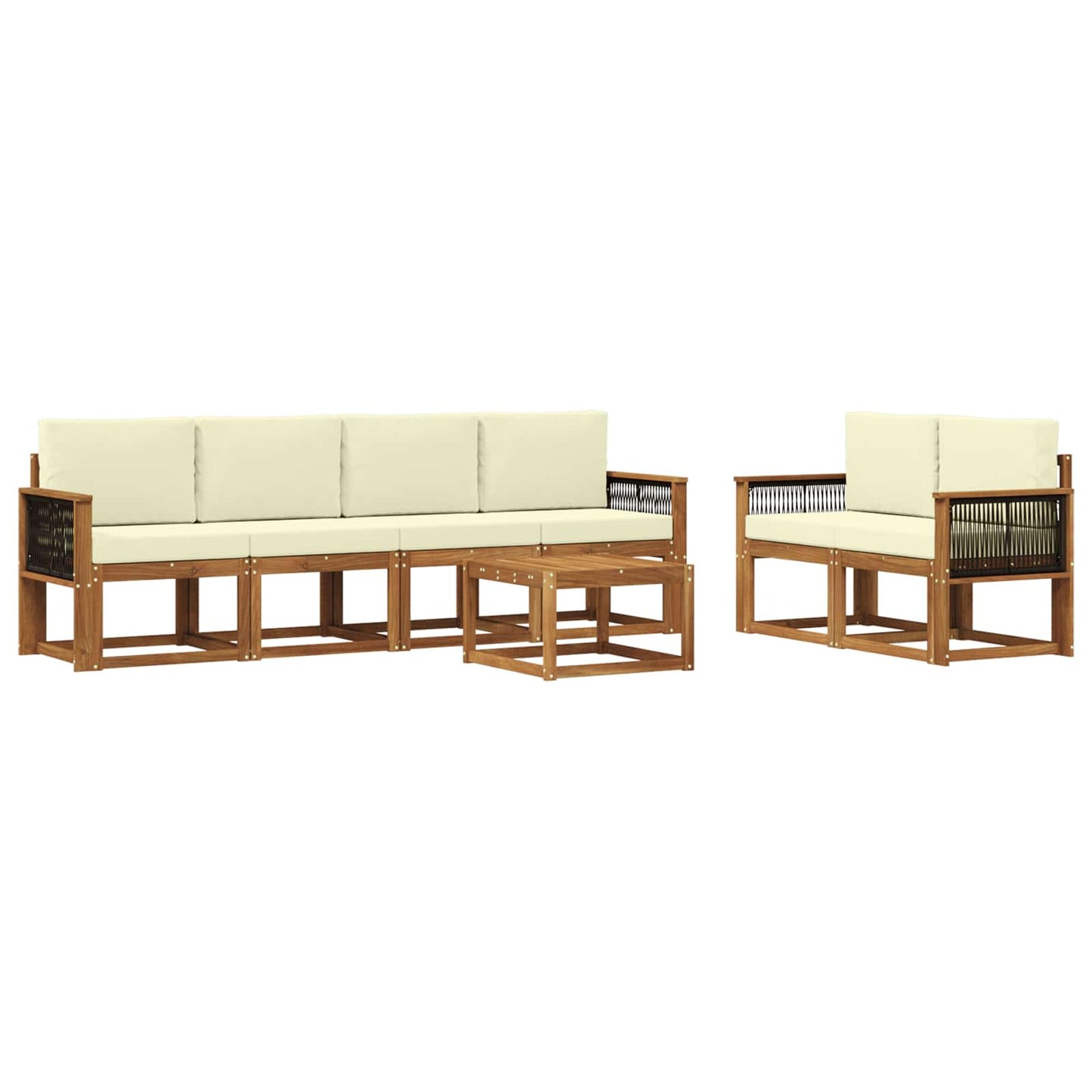 Set di divani da esterno 6 pz Naturale e Crema