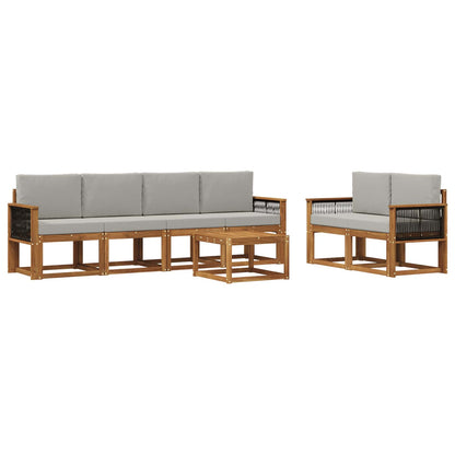 Set di divani da esterno 6 pcs Naturale e Grigio Chiaro