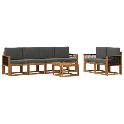 Set di divani da esterno 6 pz Naturale e Antracite
