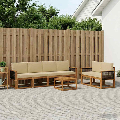 Set di divani da esterno 6 pz Naturale