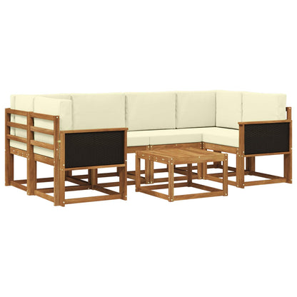 Set di divani da esterno 5 pz Naturale e Crema