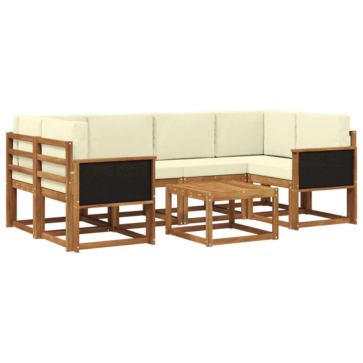 Set di divani da esterno con cuscino 5 pcs Naturale e Crema