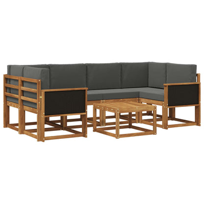 Set di divani da esterno con cuscino 5 pcs Naturale e Antracite